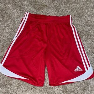 Adidas Men's Red and White Athletic Shorts